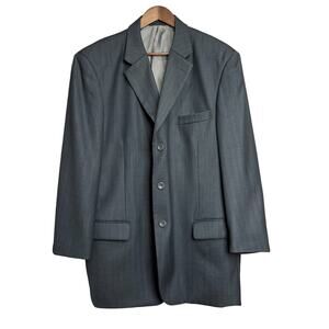 Men's Grey Caravelli Italian Synthetic Blended 3-Button Blazer Jacket - 46 Reg